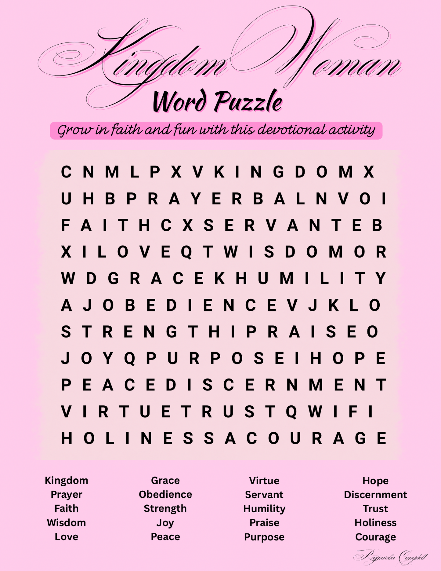 Kingdom Women Word Puzzle